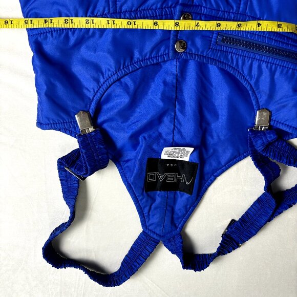 Head Blue Women's Ski Bibs Sz S-M Nylon Snow Pants Adjustable Strap Snowsuit VTG - Picture 13 of 16